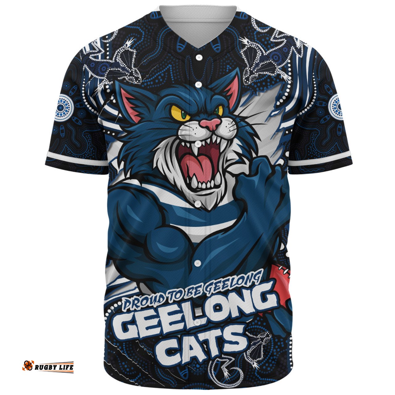 Amazing Aussie Geelong Cats Spirit Warriors Of The Game Baseball Shirt