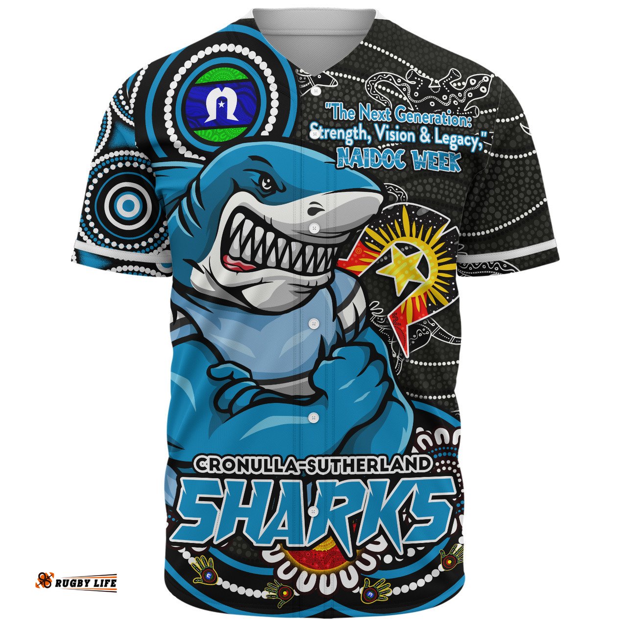 Amazing Aussie Cronulla Sutherland Sharks Spirit Of NAIDOC Series Baseball Shirt
