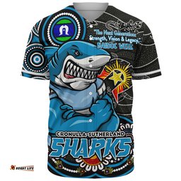 Amazing Aussie Cronulla Sutherland Sharks Spirit Of NAIDOC Series Baseball Shirt