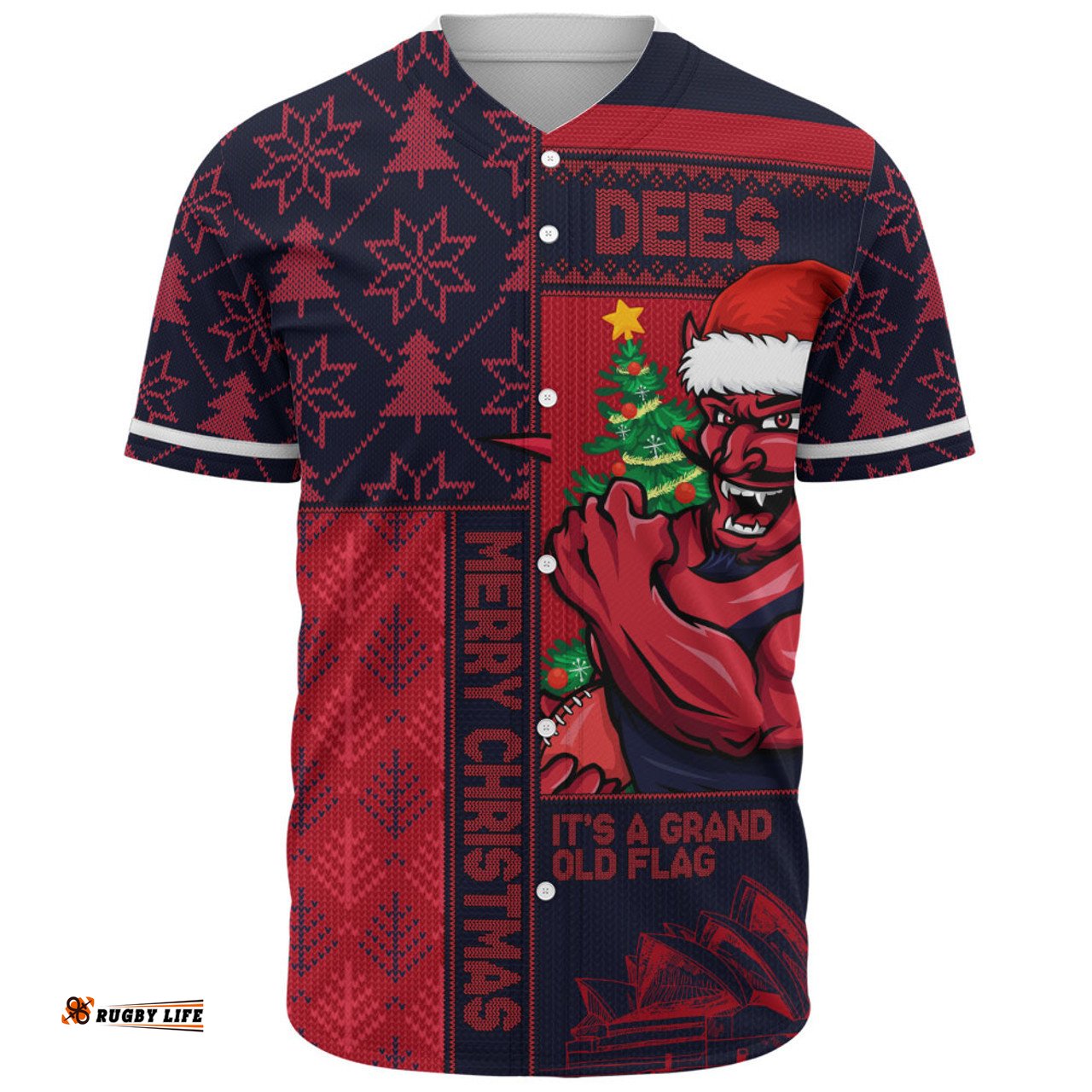 Amazing Aussie Melbourne Merry Christmas Knit Style Festive Spirit Baseball Shirt