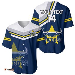 Custom Text And Number Cowboys Rugby Baseball Jersey Shirt Sporty Style Navy Blue