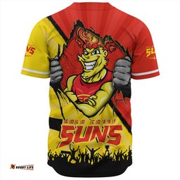 Amazing Aussie Gold Coast SUNS Breaking Through Fan Design Baseball Shirt