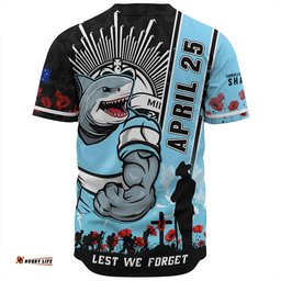 Amazing Aussie Cronulla Sutherland Sharks Anzac Day Lest We Forget Strong Fighting Spirit Baseball Shirt