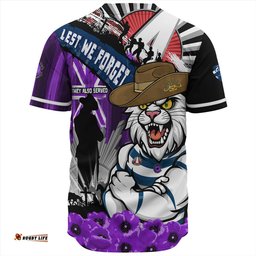 Amazing Aussie Geelong Cats ANZAC Day Honor Purple Valor And Spirit Baseball Shirt