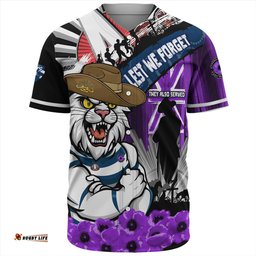 Amazing Aussie Geelong Cats ANZAC Day Honor Purple Valor And Spirit Baseball Shirt