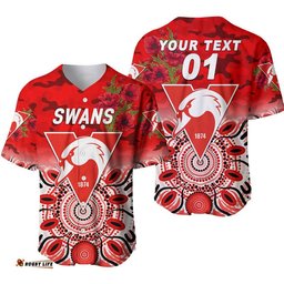 Custom Personalised Sydney Swans ANZAC Baseball Jersey Shirt Indigenous Vibes
