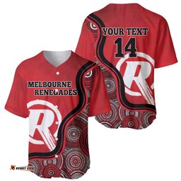 Custom Melbourne Renegades Baseball Jersey Shirt Indigenous Art Grunge Style