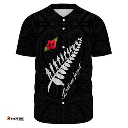 Anzac Fern Lest We Forget Baseball Jersey Shirt