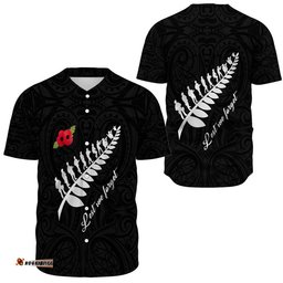 Anzac Fern Lest We Forget Baseball Jersey Shirt