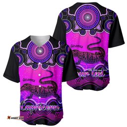 Personalised Australia Capricorn Goanna Zodiac Baseball Jersey Shirt Auz Astrology Aboriginal Magenta