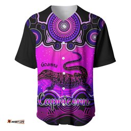 Personalised Australia Capricorn Goanna Zodiac Baseball Jersey Shirt Auz Astrology Aboriginal Magenta