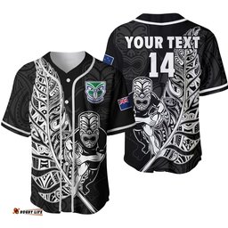 Custom Text And Number New Zealand Tiki Rugby Baseball Jersey Shirt NZ Warriors Fern Maori Style Ver.02