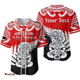 Custom Personalised Waitangi Day Baseball Jersey Shirt Tino Rangatiratanga Flag With Tiki Maori Fern Ver.02