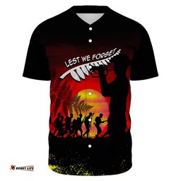 Anzac Lest We Forget Sun Baseball Jersey Shirt