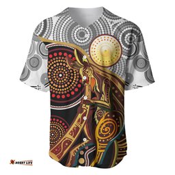 Aboriginal Kangaroo Pattern Dot Art Baseball Jersey Shirt