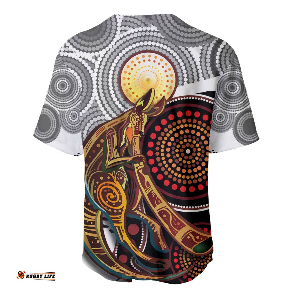 Aboriginal Kangaroo Pattern Dot Art Baseball Jersey Shirt