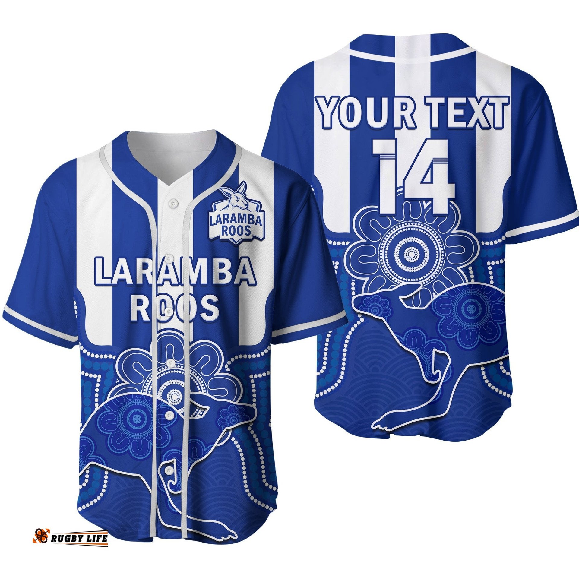 Custom Text And Number Laramba Football Baseball Jersey Shirt Roos Aboriginal Art Ver.02