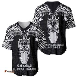 New Zealand Te Reo Maori Baseball Jersey Shirt Kia Kaha Maori Language Week Black Style