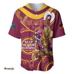 Custom NRL Broncos NAIDOC Week Baseball Jersey Shirt Keep The Fire Burning Indigenous Art