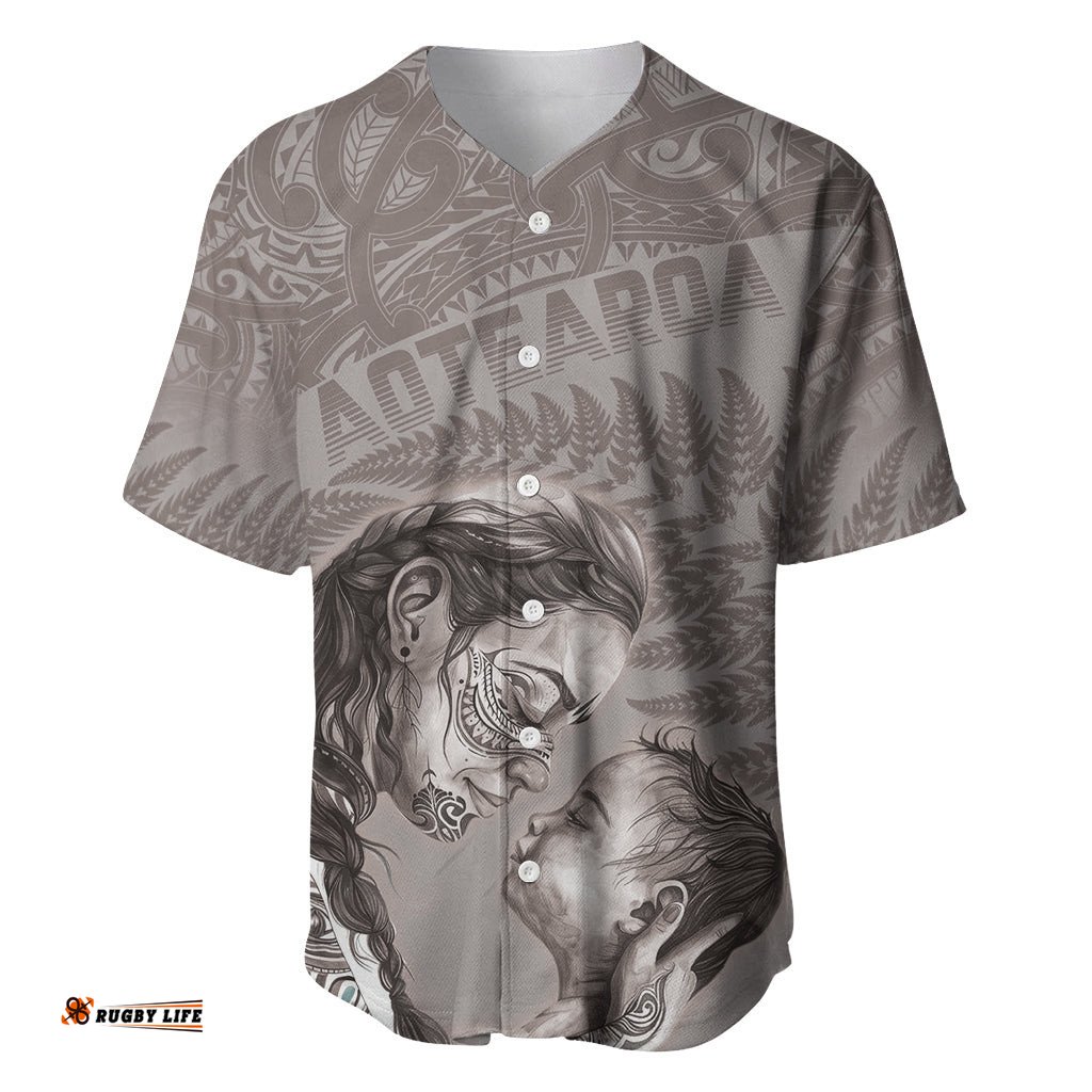 New Zealand Mother's Day Baseball Jersey Shirt Maori Mo Toku Mama Silver Fern