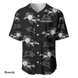 Custom Text And Number Panthers Rugby Baseball Jersey Shirt Polynesian Tribal Mix Tropical Hawaiian Style