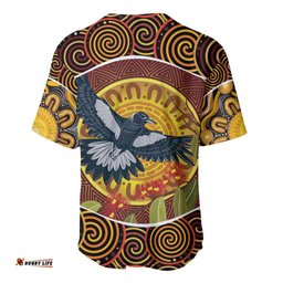 Aboriginal Magpies Dots Art Baseball Jersey Shirt Native Australian Animals