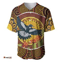 Aboriginal Magpies Dots Art Baseball Jersey Shirt Native Australian Animals