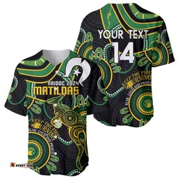Custom Matildas NAIDOC Week Baseball Jersey Shirt Australia Kangaroo Keep The Fire Burning Black
