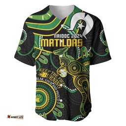 Custom Matildas NAIDOC Week Baseball Jersey Shirt Australia Kangaroo Keep The Fire Burning Black