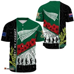 Australia Indigenous & New Zealand Maori Anzac Baseball Jersey Shirt