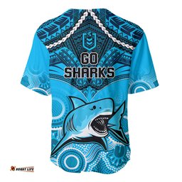 Sharks Rugby Baseball Jersey Shirt Go Sharkies Aboriginal Mix Polynesian Pattern