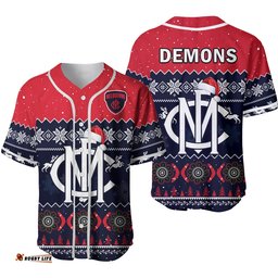 Melbourne Football Baseball Jersey Shirt Demons Indigenous Merry Christmas Ver.02