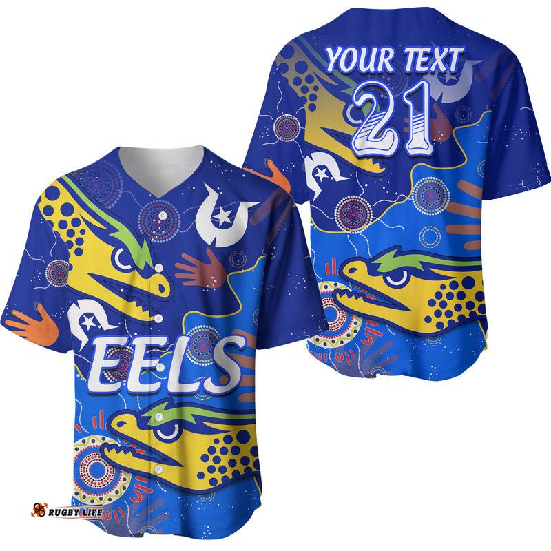 Custom Text And Number Parramatta Eels NAIDOC Week Baseball Jersey Shirt Torres Strait Eels Aboriginal