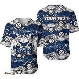 Custom Personalised Geelong Cats Baseball Jersey Shirt Aboriginal Version