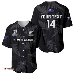 Personalised New Zealand Silver Fern Rugby Baseball Jersey Shirt Go Aotearoa World Cup