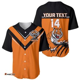 Personalised Wests Tigers Rugby Baseball Jersey Shirt Orange Simple Style