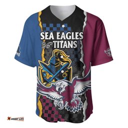 Titans and Manly Eagle Baseball Jersey Shirt Rugby Together Sporty Style