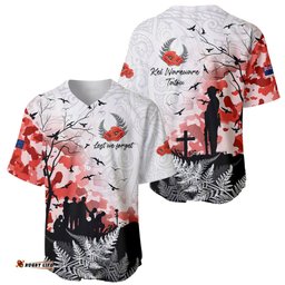 Kei Wareware Tatou New Zealand ANZAC Day Baseball Jersey Shirt Lest We Forget