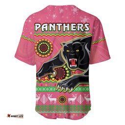 Panthers Christmas Baseball Jersey Shirt Aboriginal Pattern Penrith Pink Version