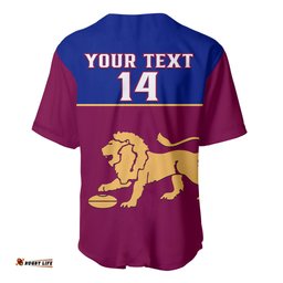 Personalised Brisbane Lions Football Baseball Jersey Shirt Sporty Maroon Version
