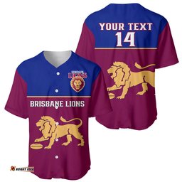 Personalised Brisbane Lions Football Baseball Jersey Shirt Sporty Maroon Version