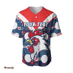 Custom Personalised Roosters Baseball Jersey Shirt Sydney Indigenous