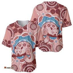 Blush Pink Australia Possum Baseball Jersey Shirt Indigenous Art