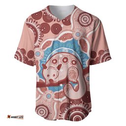 Blush Pink Australia Possum Baseball Jersey Shirt Indigenous Art