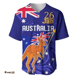 Proud To Be Australia Day Baseball Jersey Shirt Kangaroo with Flag Color