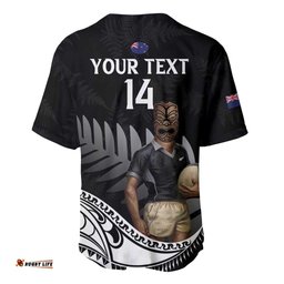 Custom New Zealand Silver Fern Rugby Baseball Jersey Shirt 2024 Aotearoa Maori Mascot Go All Black