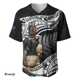 Custom New Zealand Silver Fern Rugby Baseball Jersey Shirt 2024 Aotearoa Maori Mascot Go All Black