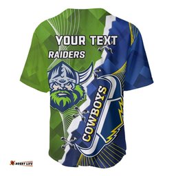 Personalised Cowboys And Raiders Rugby Baseball Jersey Shirt Sporty Version