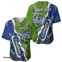 Personalised Cowboys And Raiders Rugby Baseball Jersey Shirt Sporty Version