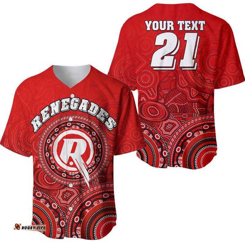 Custom Personalised Melbourne Renegades Indigenous Aboriginal Arts Baseball Jersey Shirt